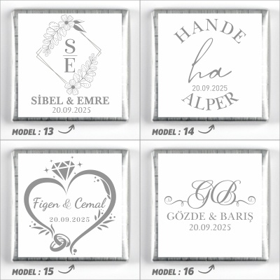 Ayaklı Cam Sunumlukta İsimli Söz Nişan Kız İsteme Madlen TekTaş Çikolatası Draje - 8