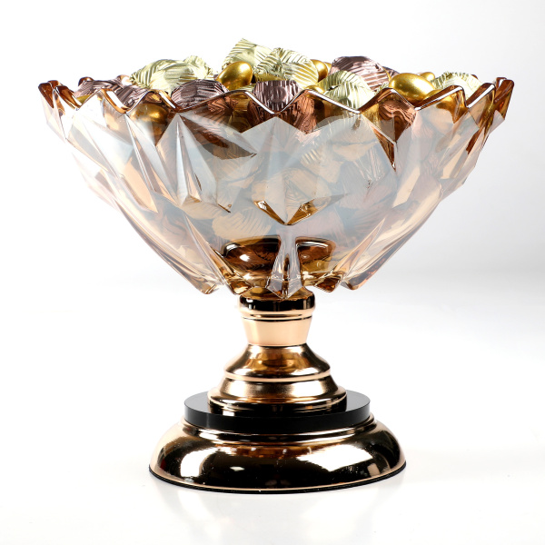 Ayaklı Cam Sunumlukta Söz Nişan Kız İsteme Çikolatası Altın Kahverengi Kristal Çikolata Draje - 2