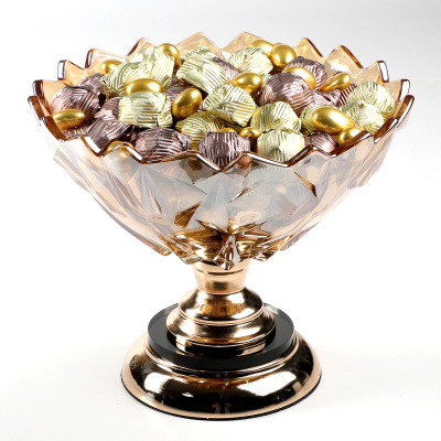 Ayaklı Cam Sunumlukta Söz Nişan Kız İsteme Çikolatası Altın Kahverengi Kristal Çikolata Draje - 5