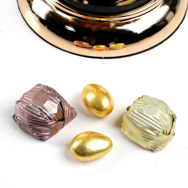 Ayaklı Cam Sunumlukta Söz Nişan Kız İsteme Çikolatası Altın Kahverengi Kristal Çikolata Draje - 3