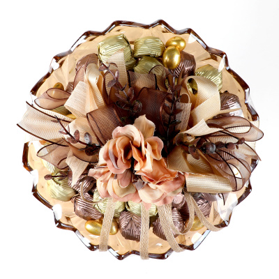 Ayaklı Cam Sunumlukta Söz Nişan Kız İsteme Çikolatası Altın Kahverengi Kristal Çikolata Draje - 8