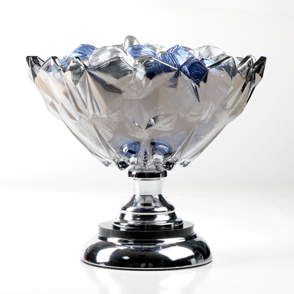 Ayaklı Cam Sunumlukta Söz Nişan Kız İsteme Çikolatası Gümüş Lacivert Kristal Çikolata Draje - 7
