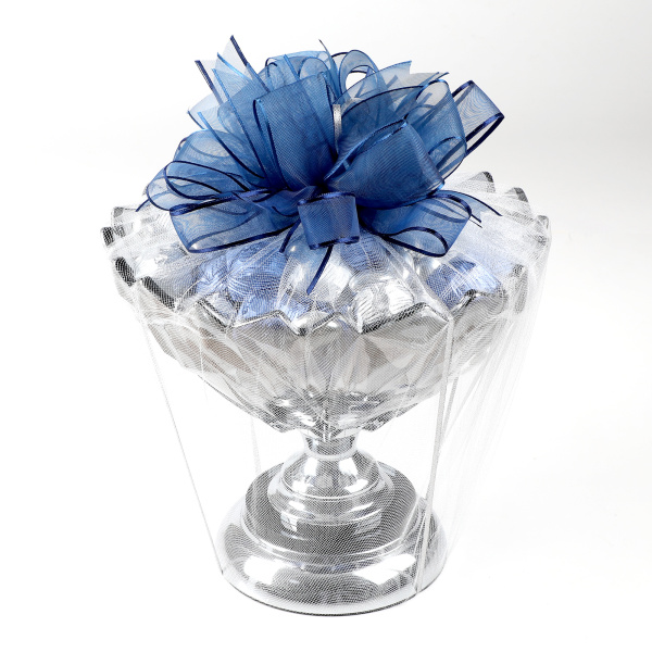 Ayaklı Cam Sunumlukta Söz Nişan Kız İsteme Çikolatası Gümüş Lacivert Kristal Çikolata Draje - 8