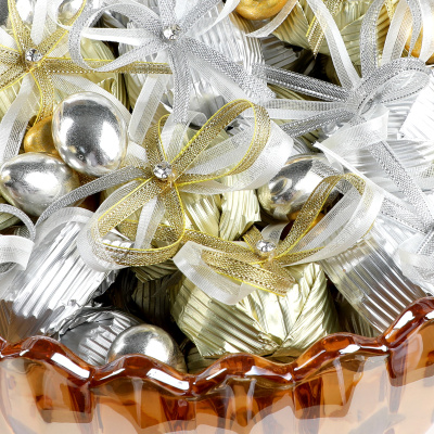 Ayaklı Cam Sunumlukta Söz Nişan Kız İsteme Çikolatası Kristal ve Tek Taş Çikolata Draje - 5