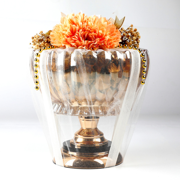 Ayaklı Cam Sunumlukta Söz Nişan Kız İsteme Çikolatası Kristal ve Tek Taş Çikolata Draje - 6