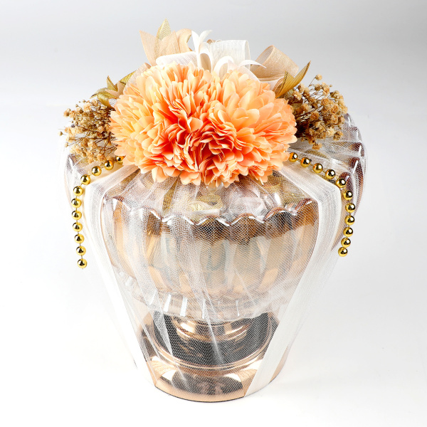 Ayaklı Cam Sunumlukta Söz Nişan Kız İsteme Çikolatası Kristal ve Tek Taş Çikolata Draje - 7