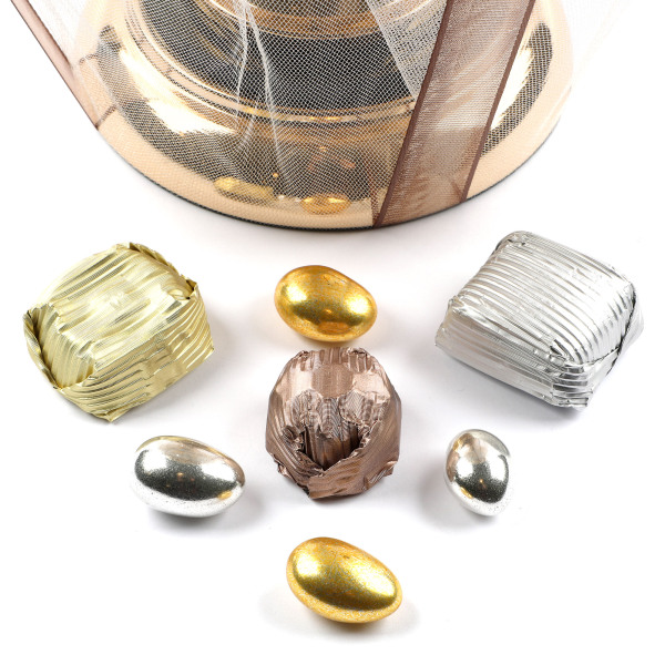 Ayaklı Cam Sunumlukta Söz Nişan Kız İsteme Çikolatası Yaldızlı Baton Kristal ve Draje - 3