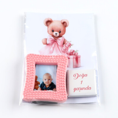 Ayıcık Dekorlu Bebek Çikolatası (Adet Madlen Çikolata Kart ve Fotoğraf Çerçevesi) - Hacı Şerif