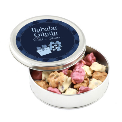 Babalar Günü Hediyesi Karışık Antep Fıstıklı Roş Çikolata (Metal Yuvarlak Kutu) - Hacı Şerif