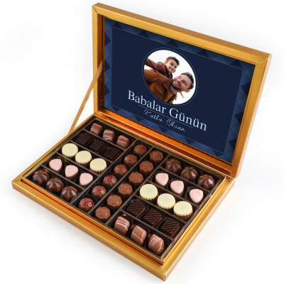 Kendi Fotoğrafınızla Babalar Günü Hediyesi Special Çikolata 480g (Gold Kutu) - Hacı Şerif