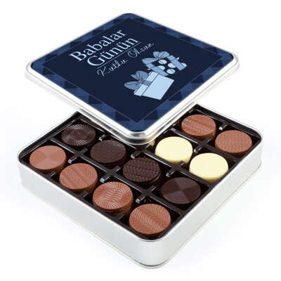 Babalar Günü Hediyesi Yuvarlak 64 Adet Madlen Çikolata (Metal Kutu) - Hacı Şerif