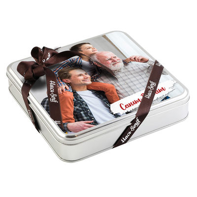 Babaya Fotoğraflı Hediye Tahinli Truffle Çikolata (Metal Kutu) - 2