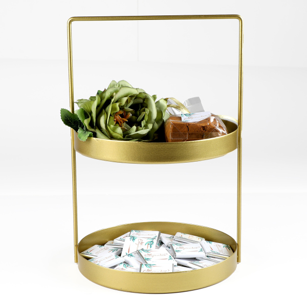 Bayram Hediye Seti - Çift Katlı Gold Tepside Madlen Çikolata ve Kahve - 4