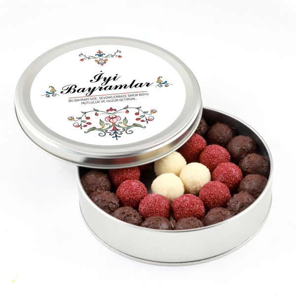 Bayram Hediyesi Karışık Special Truffle Çikolata (Yuvarlak Metal Kutu) - 1