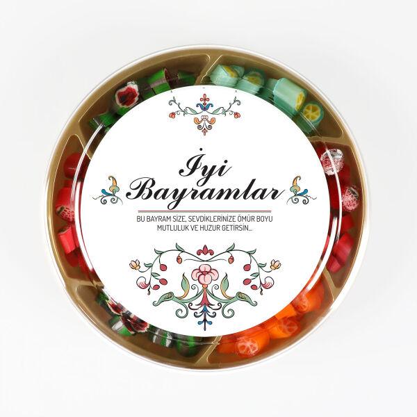 Bayram Hediyesi Meyve Aromalı Karışık Akide Şekeri Şöleni 400g (Yuvarlak Kutu) - 2