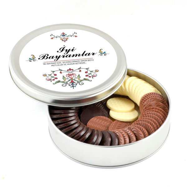 Bayram Hediyesi Yuvarlak Madlen Çikolata (Metal Yuvarlak Kutu) - 1
