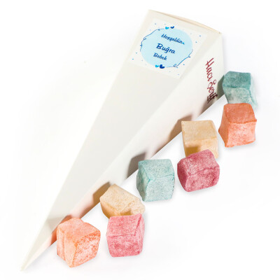 Beyaz Büyük Külah Mini Meyveli Kuş Lokum (Erkek) - Hacı Şerif