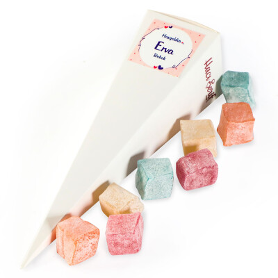 Beyaz Büyük Külah Mini Meyveli Kuş Lokum (Kız) - Hacı Şerif