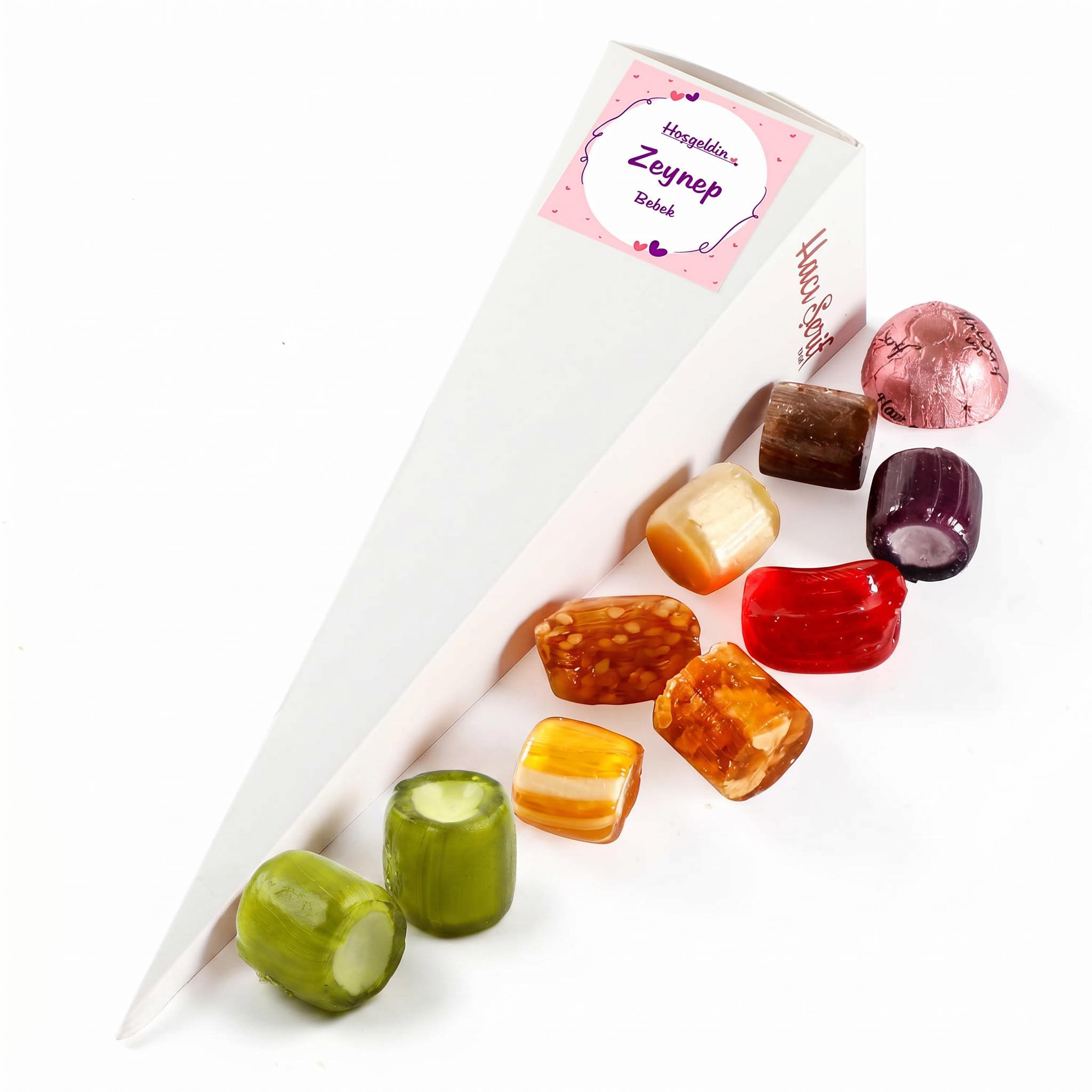Beyaz Büyük Külah Nane Aromalı Akide + Karışık Akide Şekeri + Çikolatin (Kız)