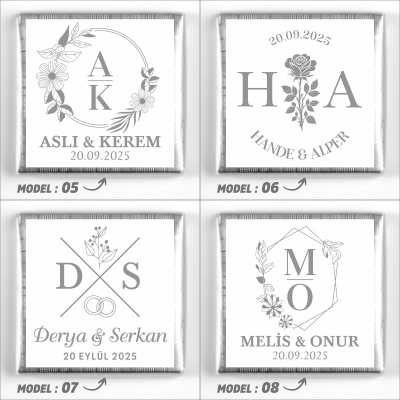 Cam Sandıkta Kız İsteme Söz Nişan Çikolatası (Gümüş) Mavi - 5