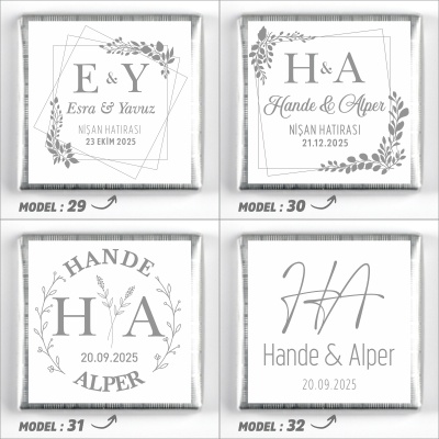 Cam Sandıkta Kız İsteme Söz Nişan Çikolatası (Gümüş) Mavi - 11