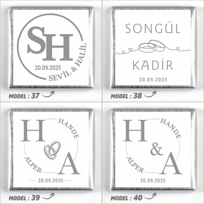 Cam Sandıkta Kız İsteme Söz Nişan Çikolatası (Gümüş) Mavi - 13