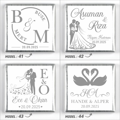 Cam Sandıkta Kız İsteme Söz Nişan Çikolatası (Gümüş) Mavi - 14