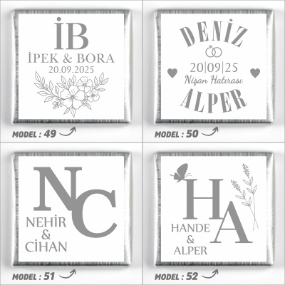 Cam Sandıkta Kız İsteme Söz Nişan Çikolatası (Gümüş) Mavi - 16