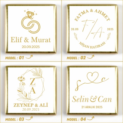 Cam Sandıkta Kız İsteme Söz Nişan Madlen Çikolata Draje (Altın) - 3