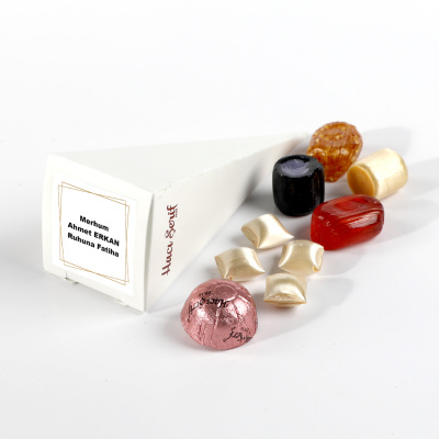 Cenaze Beyaz Küçük Külah Nane Aromalı Akide + Karışık Akide Şekeri + Çikolatin - Hacı Şerif