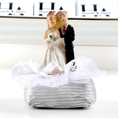 Çift Katlı Sunumlukta İsimli Gelin Damat Dekorlu Söz Nişan Kız İsteme Çikolatası - 3