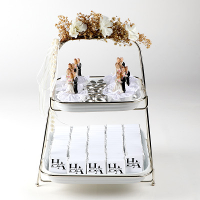 Çift Katlı Sunumlukta İsimli Gelin Damat Dekorlu Söz Nişan Kız İsteme Çikolatası - 19