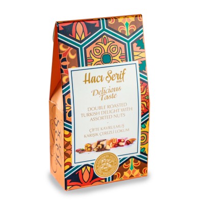 Çifte Kavrulmuş Karışık Çerezli Lokum 125g (Dik Kutu) - Hacı Şerif