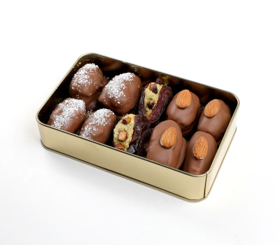 Çikolata Kaplı Hurma Gold Metal Kutu 280gr - 12