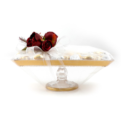 Dikdörtgen Altın Cam Tabak Söz Nişan Kız İsteme Çikolatası - 5