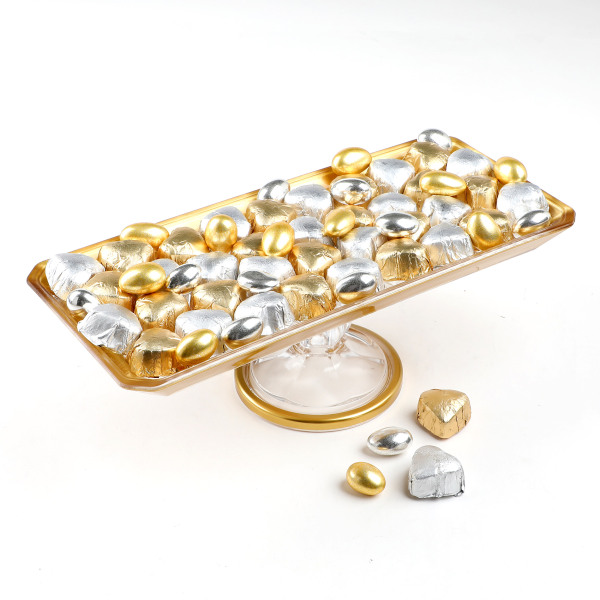 Dikdörtgen Altın Cam Tabak Söz Nişan Kız İsteme Çikolatası - 2