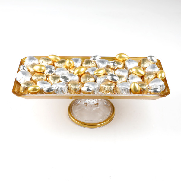 Dikdörtgen Altın Cam Tabak Söz Nişan Kız İsteme Çikolatası - 6