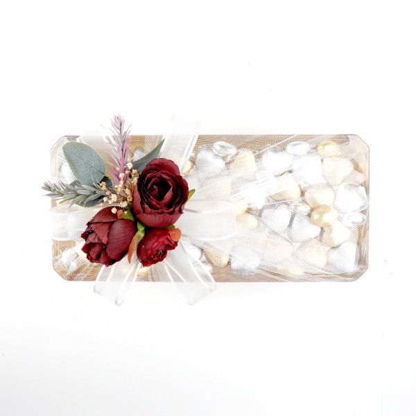 Dikdörtgen Altın Cam Tabak Söz Nişan Kız İsteme Çikolatası - 7