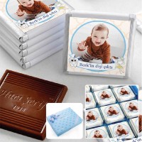 İlk Diş Fotoğraflı Erkek Bebek 72 Adet Madlen Çikolata Sunum Kutulu - 1