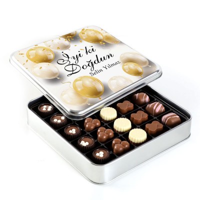 Doğum Günü Hediyesi Special Çikolata (Metal Kutu) - Gold Balonlu - Hacı Şerif