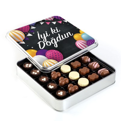 Doğum Günü Hediyesi Special Çikolata (Metal Kutu) - Renkli Balonlu - Hacı Şerif