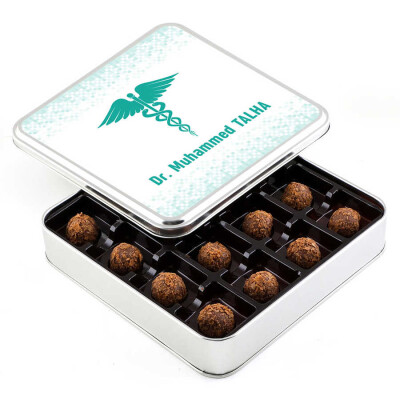 Doktora Hediye Tahinli Truffle Çikolata (Metal Kutu) - 1