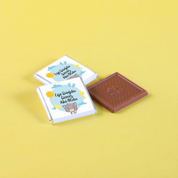 Erkek Bebek Çikolatası (Düz Metal Yuvarlak Kutu) 50 Adet Madlen+Kolonya Hediyeli - 2