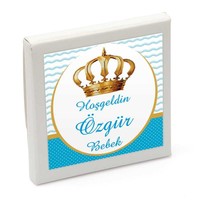 Erkek Bebek Şekeri (40 Adet İnce Kesim Lokum + Mini Meyveli Kuş Lokum) Yuvarlak Metal Kutuda - 14