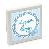 Erkek Bebek Şekeri (40 Adet İnce Kesim Lokum + Mini Meyveli Kuş Lokum) Yuvarlak Metal Kutuda - 15