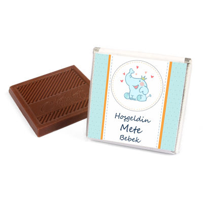 Erkek Bebek Madlen Çikolata 30 Adet(Tül Süslemeli)+Bebek Şekeri (Mika Kutu) - 8