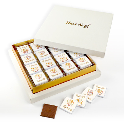 Erkek Kız İkiz Bebek Çikolatası (48 Adet Madlen Çikolata) 4 Model Krem Set Krem Kutu - 3
