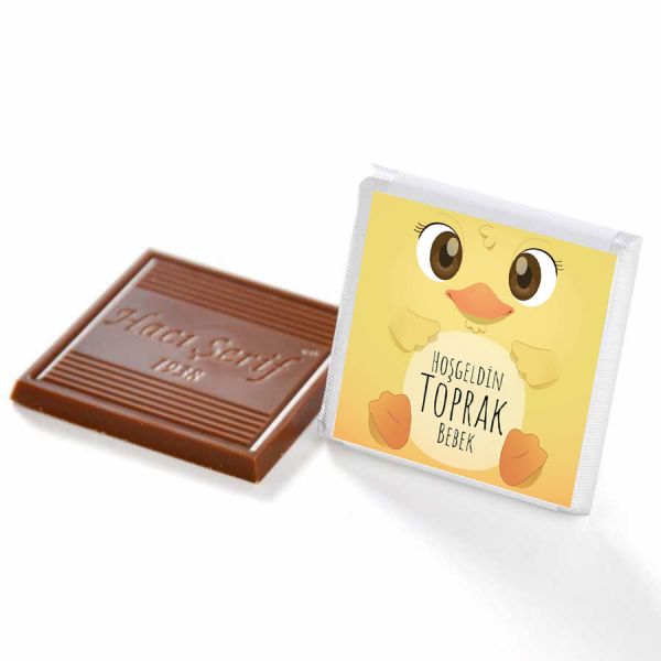Etiket Baskılı Bebek Çikolatası (Düz Metal Yuvarlak Kutu) 50 Adet Madlen+Kolonya Hediyeli - 2