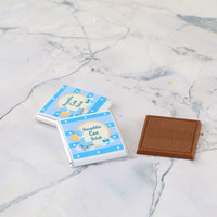 Etiket Baskılı Biblolu Erkek Bebek Çikolatası (Metal Yuvarlak Kutu) 50 Adet Madlen Çikolata +Gül Suyu Hediyeli - 17