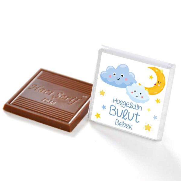 Etiket Baskılı Erkek Bebek Çikolatası (Düz Metal Yuvarlak Kutu) 70 Adet Madlen - 14